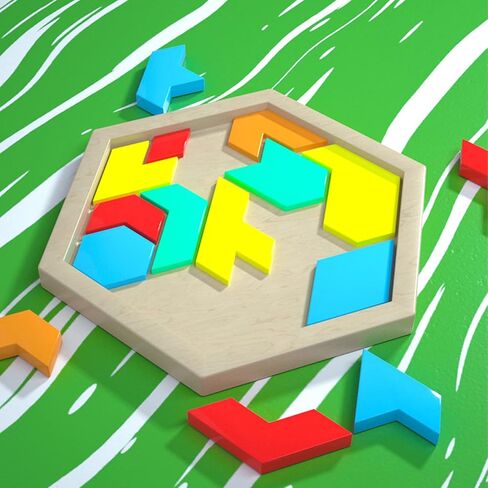 قالب سيليكون لغز Koelin Tangram، مجموعة قوالب راتنج أحجية الصور المقطوعة السداسية، مجموعة Tangram للعبة الألغاز، صناعة الراتنج، الحرف اليدوية المصنوعة يدويًا من الراتنج in Kuwait