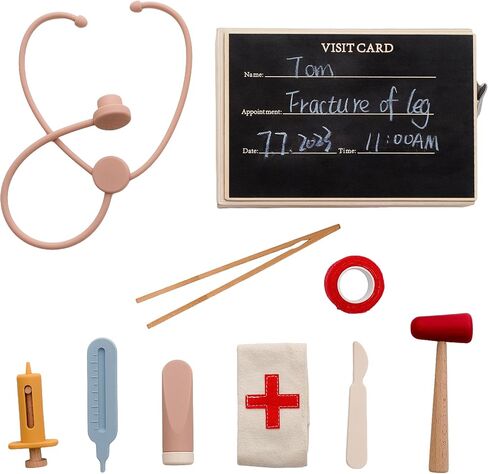 طقم الطبيب الخشبي من إيركيود للأطفال الصغار | مجموعة لعب التظاهر للطبيب مكونة من 9 قطع | مجموعة لعب الأطباء للأطفال مع صندوق تخزين طبي | ألعاب تعليمية للأولاد والبنات من عمر 3 سنوات فما فوق in Kuwait