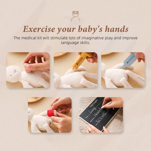 طقم الطبيب الخشبي من إيركيود للأطفال الصغار | مجموعة لعب التظاهر للطبيب مكونة من 9 قطع | مجموعة لعب الأطباء للأطفال مع صندوق تخزين طبي | ألعاب تعليمية للأولاد والبنات من عمر 3 سنوات فما فوق in Kuwait