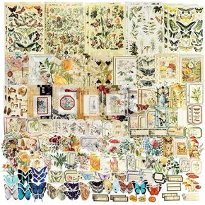 YBYAO 220 Pieces Vintage Stickers Pack for Journaling Junk Journal Planners Scrapbook Supplies, Butterfly Plant Aesthetic Stickers for Bullet Journals Craft Notebook Collage Album Crafter Gifts in Saudi Arabia