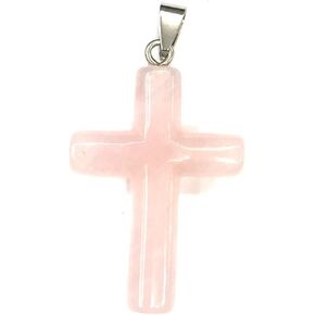 LE SKY 4 Pcs Natural Stone Pendants Cross Shape Agate Crystal Chakra semi-Precious Gemstone Charms for Jewelry Making in Kuwait