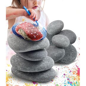 River Rocks for Painting - Smooth Flat Stones for Crafts and Paint (20pcs, Mixed Sizes 1.2"-4")