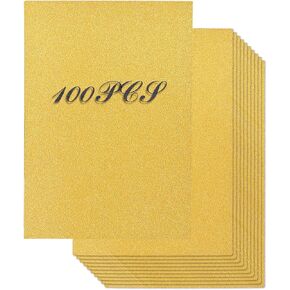 100 عبوة من بطاقات ورقية ذهبية لامعة، 20.8 × 29.7 سم ورق ذهبي لامع A4 لمشاريع اصنعها بنفسك، سجل القصاصاصات، الفنون والحرفية، ديكورات أعياد الميلاد وحفلات الزفاف، 210 جم لكل متر مربع in Kuwait