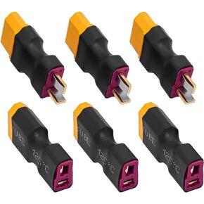 WOAEIUOS T Plugs to XT60 Adapter Connector Male Female for RC Lipo Battery Charger (6pcs T Plug Male to XT60 Female)