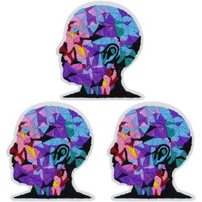 U-Sky Sew or Iron on Patches, 3pcs Skull Head Iron Patches for Clothing, White Embroidery Applique Patches for Jeans, Patches for Backpack, for Clothing Repairing, Size: 2.9x2.9inch