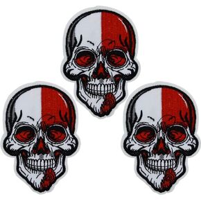 U-Sky Sew or Iron on Patches, 3pcs Skull Head Iron Patches for Clothing, White Embroidery Applique Patches for Jeans, Patches for Backpack, for Clothing Repairing, Size: 2.9x2.9inch in Kuwait