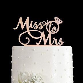 Miss To Mrs Cake Topper - Bridal Shower, Mr and Mrs Wedding/Engagement/Marriage Party Decoration, Mirror Silvery Acrylic