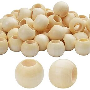 خرز خشبي طبيعي، 50 قطعة 20 ملم فواصل خشبية كبيرة خرز سائب مع فتحة 10 ملم لصنع المجوهرات والحرف اليدوية in Kuwait
