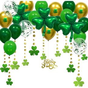 St Patricks Day Garland and Balloon Kit Saint Patricks Party Decorations Shamrock Clover Garland Banner Streamer Backdrop Hanging Decoration for Spring Birthday Baby Shower Irish Parties Supplies in Saudi Arabia