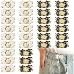 30 Pairs Cute Cat Button Sewing Pins for Jeans Detachable Waist Body Fit Tightener Adjustable Waist Instant Buttons Pins for Women Loose Jeans Skirt Pant