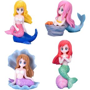 مجسمات مصغرة لحورية البحر، 4 قطع من مجسمات حورية البحر، مجموعة ألعاب على شكل حورية البحر، زينة كعكة عيد الميلاد in Kuwait