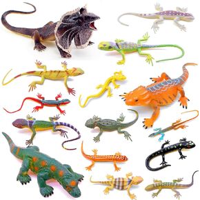 Guaishou Lizards Toys 15pcs Realistic Lizard Chameleon Reptile Figure Play Set