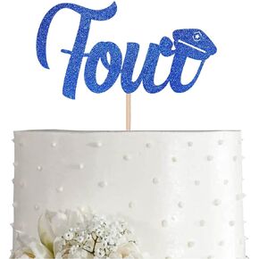 Police 4th Birthday Cake Topper, Blue Glitter Happy 4 Year Birthday Party Decoration in Saudi Arabia