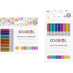 8 قطع من أقلام التحديد اللامعة اللامعة من Spectrum Noir Colorista، 8 قطع معدنية أساسية، أقلام تحديد معدنية، مجموعة من 16 لونًا in Kuwait