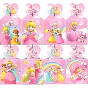 U-PTYTM 24pcs Peach Party Favor Gift Boxes, Princess Peach Birthday Party Favor Supplies Candy Box, Peach Party Snack Boxes for Kids, Anime Treat Boxes Party Supplies Decorations for Graduation in Kuwait