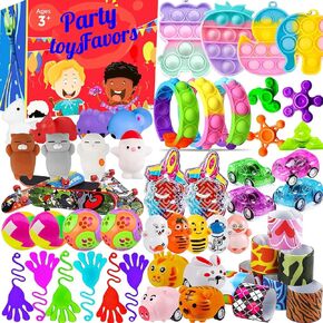 Aibequ 60 Pcs Party Favors for Kids,Pop It Fidget Toys,Treasure Box for Classroom,Pinata Filler Stuffers,Carnival Classroom Prizes,Prize Box Toys,Treasure Chest,Goodie Bag Stuffers,Bulk Small Toys in Kuwait