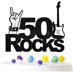 50 Rocks Happy Birthday cake topper – Rock'n'Roll Theme Happy Birthday Party Decoration