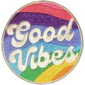 Good Vibes Patch Iron On/Sew On, 3 in - Fully Embroidered Cool Patch by PatchClub in Kuwait