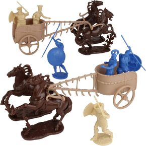 LOD Trojan War Greek vs Trojan Chariot Playset: 12 BLUE TAN 1:30 Plastic Figures in Saudi Arabia