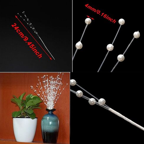 دازايج 50 قطعة من خرز اللؤلؤ الصناعي الصغير 4 ملم، خيط خرز ابيض ابداعي لجذع زهرة اللؤلؤ لتصنعها بنفسك، باقة زهور الزفاف، اكليل الشعر، حلي المنزل، حفلات الزفاف، ترتيب الزهور، 50 قطعة in Kuwait