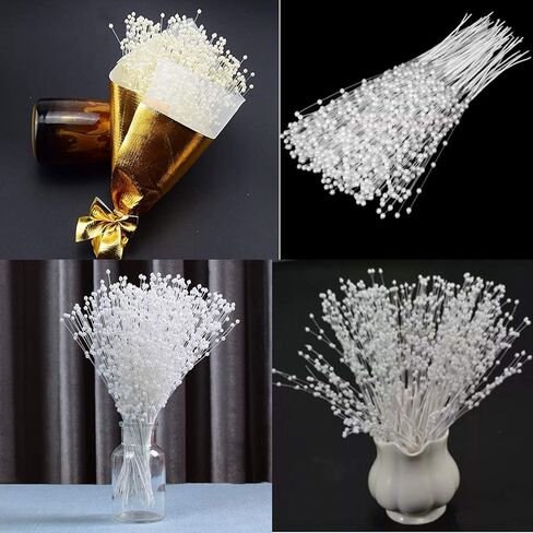 دازايج 50 قطعة من خرز اللؤلؤ الصناعي الصغير 4 ملم، خيط خرز ابيض ابداعي لجذع زهرة اللؤلؤ لتصنعها بنفسك، باقة زهور الزفاف، اكليل الشعر، حلي المنزل، حفلات الزفاف، ترتيب الزهور، 50 قطعة in Kuwait