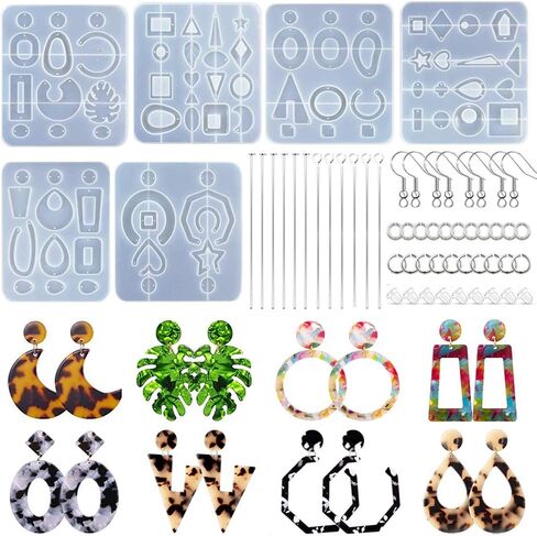 6 عبوات من قوالب راتنج الايبوكسي والحلقان بتصميم بوهيمي ريترو متدلي بنمط عاكس للنساء يمكنك صنعها بنفسك للمجوهرات والاقراط الراتنجية in Kuwait