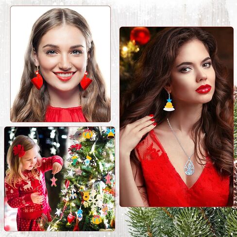 12 Pairs Christmas Earring Resin Molds with 120 Pcs Earring Hooks Christmas Earring Silicone Molds for Resin Casting Snowflake Elk Christmas Tree Resin Molds for Earring Jewelry DIY Handmade in Saudi Arabia
