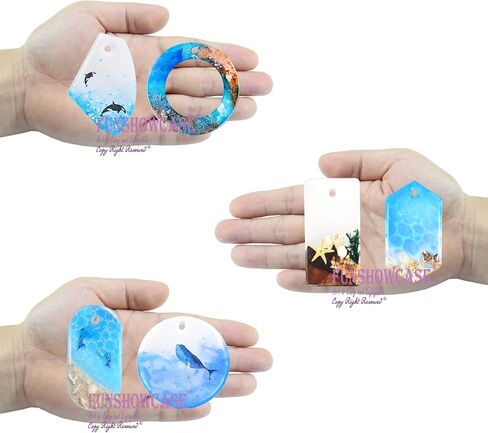 Large Cabochon Gemstone Resin Casting Silicone Mold with Hole 6-Cavity with Jewelry Making Supplies Set for Polymer Clay Crafting, Epoxy, Necklace Pendant Earrings Keychain Craft in Saudi Arabia
