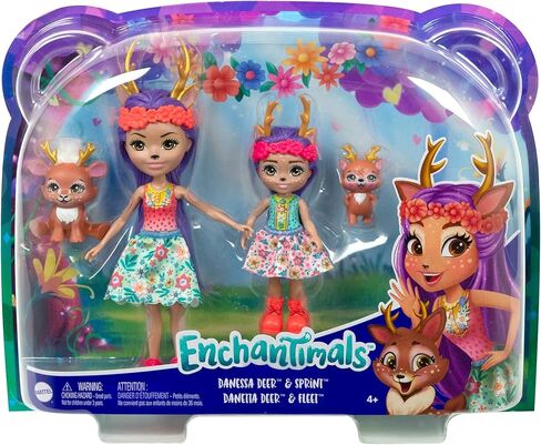 Enchantimals Danessa & Danetta Deer Sister Dolls (6-in & 4-in) & 2 Animal Figures, Removable Skirt and Accessories, Great Gift for Kids Ages 3Y+ in Kuwait