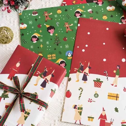 ورقة ورق تغليف عيد الميلاد من فايادا، ورق تغليف الهدايا لعيد الميلاد، 6 أوراق 3 أنماط من ورق تغليف كرافت لحفلات أعياد الميلاد الفاخرة، 20 × 28 بوصة لكل ورقة مطوية in Kuwait
