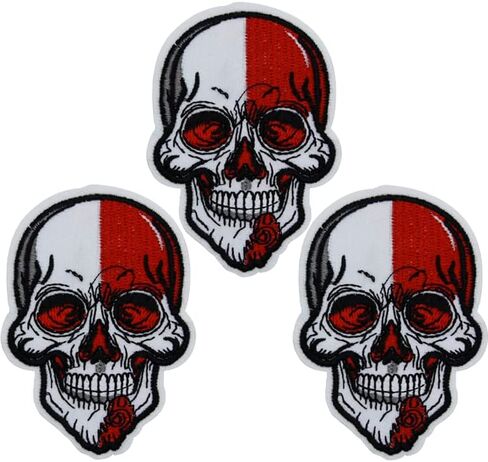 U-Sky Sew or Iron on Patches, 3pcs Skull Head Iron Patches for Clothing, White Embroidery Applique Patches for Jeans, Patches for Backpack, for Clothing Repairing, Size: 2.9x2.9inch in Kuwait