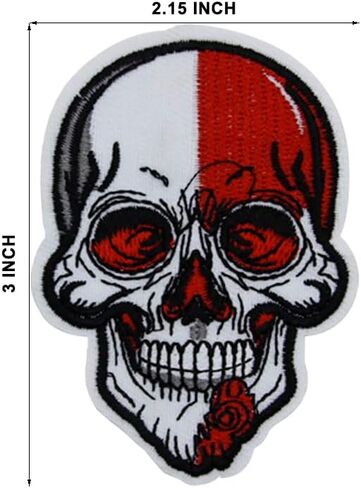 U-Sky Sew or Iron on Patches, 3pcs Skull Head Iron Patches for Clothing, White Embroidery Applique Patches for Jeans, Patches for Backpack, for Clothing Repairing, Size: 2.9x2.9inch in Kuwait
