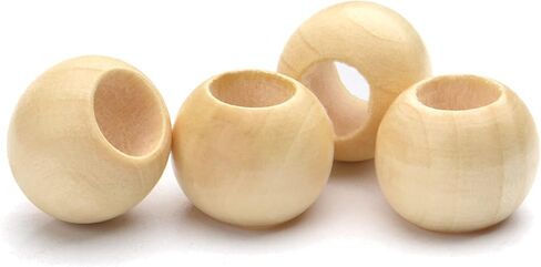 خرز خشبي طبيعي، 50 قطعة 20 ملم فواصل خشبية كبيرة خرز سائب مع فتحة 10 ملم لصنع المجوهرات والحرف اليدوية in Kuwait