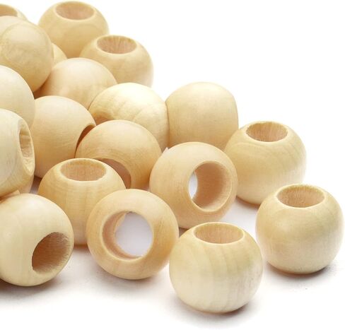 خرز خشبي طبيعي، 50 قطعة 20 ملم فواصل خشبية كبيرة خرز سائب مع فتحة 10 ملم لصنع المجوهرات والحرف اليدوية in Kuwait