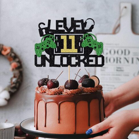 Qerleny Level 11 Unlock Cake Toppers Video Game Cake Toppers children's video game birthday decoration supplies Y in Kuwait