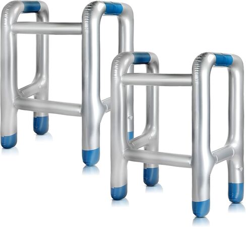 2 Pcs Inflatable Walker Blow Up Toy Inflatable Walker PVC Folding Blow Up Cane Funny Old Age Costume Accessories Dress up for 100th Day of School Halloween Retirement Party Decorations in Saudi Arabia