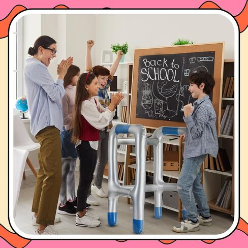 2 Pcs Inflatable Walker Blow Up Toy Inflatable Walker PVC Folding Blow Up Cane Funny Old Age Costume Accessories Dress up for 100th Day of School Halloween Retirement Party Decorations in Saudi Arabia