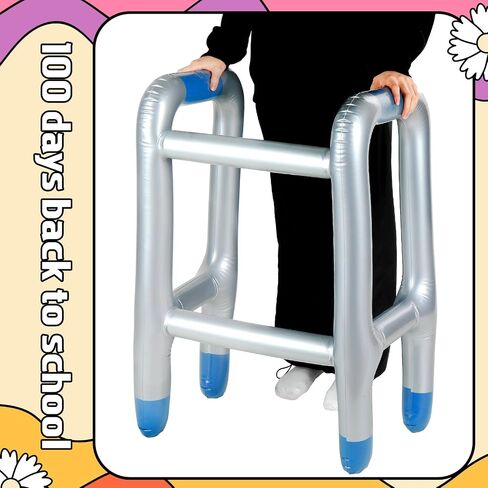 2 Pcs Inflatable Walker Blow Up Toy Inflatable Walker PVC Folding Blow Up Cane Funny Old Age Costume Accessories Dress up for 100th Day of School Halloween Retirement Party Decorations in Saudi Arabia