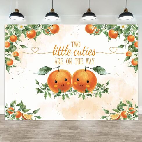 Hilioens 7 × 5ft اثنين من طلب كود التفعيل الصغيرة خلفية التوائم البرتقالي طلب كود التفعيل خلفية دش الطفل لزينة الحفلات أوراق خضراء اثنين من طلب كود التفعيل الصغير على الطريق الدعائم راية in Kuwait