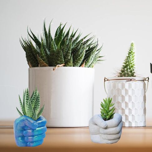 ONNPNN قبضة شكل زهرة وعاء سيليكون العفن، إشارات إبداعية مزهرية ايبوكسي الراتنج قوالب ، 3D اليد مجوهرات حامل القلم حامل الحاويات ، النباتات النضرة وعاء الإسمنت العفن لصب ديكور المنزل in Kuwait