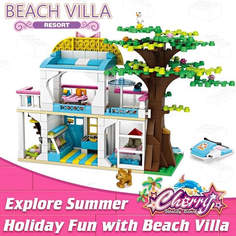 مجموعة بناء متجر بيتزا فريندز بيتش هاوس للبنات من سن 6-12 سنة، مجموعات مكعبات بناء منزل الاصدقاء الإبداعية مع صندوق تخزين، افضل هدايا لعب الادوار في الكريسماس واعياد الميلاد للاطفال (777 قطعة) in Kuwait