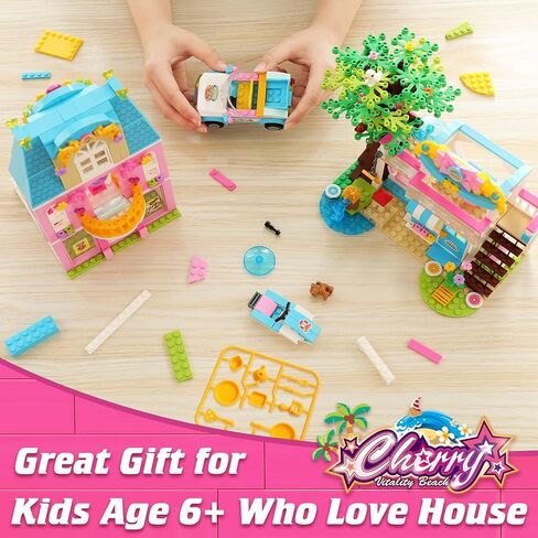 مجموعة بناء متجر بيتزا فريندز بيتش هاوس للبنات من سن 6-12 سنة، مجموعات مكعبات بناء منزل الاصدقاء الإبداعية مع صندوق تخزين، افضل هدايا لعب الادوار في الكريسماس واعياد الميلاد للاطفال (777 قطعة) in Kuwait