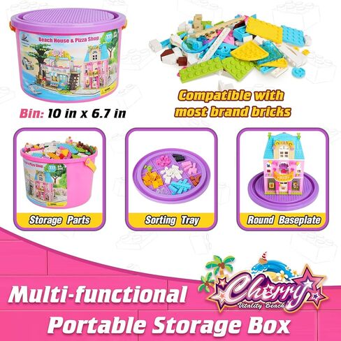 مجموعة بناء متجر بيتزا فريندز بيتش هاوس للبنات من سن 6-12 سنة، مجموعات مكعبات بناء منزل الاصدقاء الإبداعية مع صندوق تخزين، افضل هدايا لعب الادوار في الكريسماس واعياد الميلاد للاطفال (777 قطعة) in Kuwait