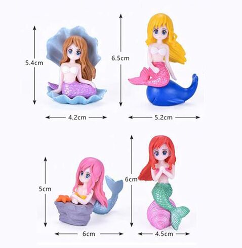 مجسمات مصغرة لحورية البحر، 4 قطع من مجسمات حورية البحر، مجموعة ألعاب على شكل حورية البحر، زينة كعكة عيد الميلاد in Kuwait