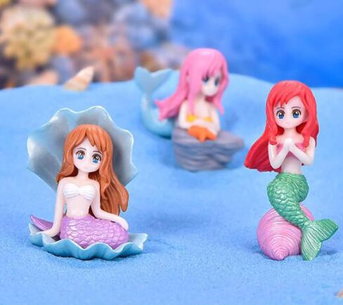 مجسمات مصغرة لحورية البحر، 4 قطع من مجسمات حورية البحر، مجموعة ألعاب على شكل حورية البحر، زينة كعكة عيد الميلاد in Kuwait