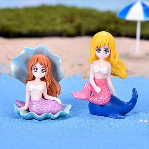 مجسمات مصغرة لحورية البحر، 4 قطع من مجسمات حورية البحر، مجموعة ألعاب على شكل حورية البحر، زينة كعكة عيد الميلاد in Kuwait