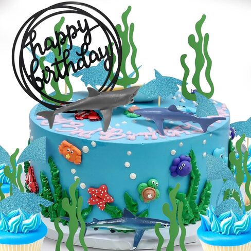 28 قطعة من أعلى كعكة القرش، طبقة علوية لكعكة عيد الميلاد ذات طابع المحيط، طبقة علوية لكعكة زعانف القرش in Kuwait