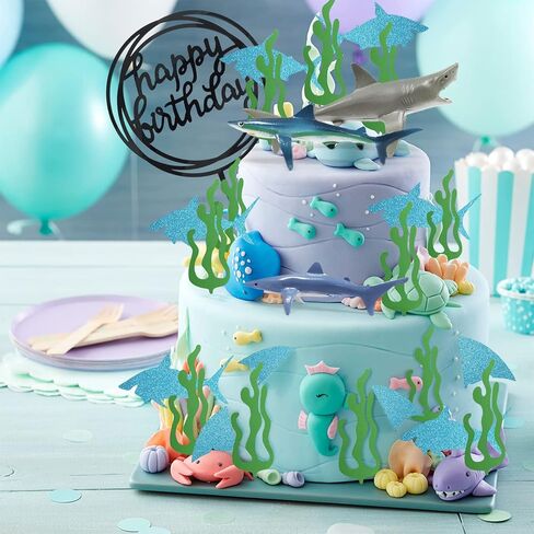 28 قطعة من أعلى كعكة القرش، طبقة علوية لكعكة عيد الميلاد ذات طابع المحيط، طبقة علوية لكعكة زعانف القرش in Kuwait