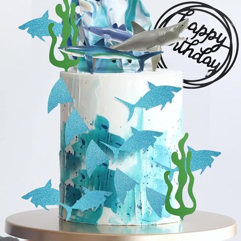 28 قطعة من أعلى كعكة القرش، طبقة علوية لكعكة عيد الميلاد ذات طابع المحيط، طبقة علوية لكعكة زعانف القرش in Kuwait