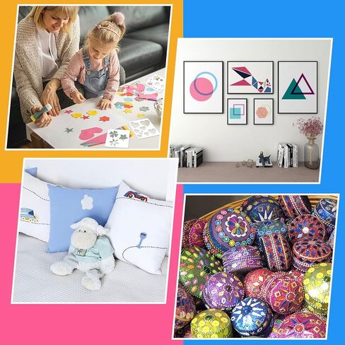 RYKOMO 48 Pieces Shape Stencils for Kids, 5.1 x 5.1 Inch Basic Shape Drawing Stencils Chalk Stencils Washable Plastic Drawing Stencil Geometric Shape Stencil Template for Kids Toddlers Preschooler in Kuwait